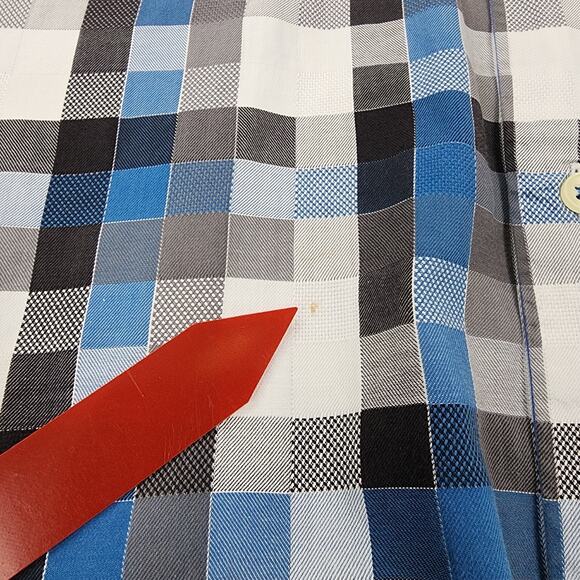 Ted Lapidus Shirt Mens Medium Geometric Check Long Sleeve Casual Button Down - Picture 14 of 16